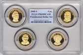 2008-S 4 pc. Presidential Dollar Set PR69DCAM