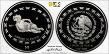 1997-Mo 5 Peso Jugador de Pelota KM-622  Ag PR69DCAM