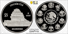 (2011)-Mo 5 Peso Chichen Itza KM-946 Observatorio PR69DCAM