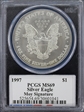 1997 $1 Silver Eagle Moy Signature MS69