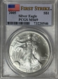 2005 $1 Silver Eagle First Strike MS69