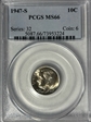 1947-S 10C MS66