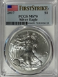 2017 $1 Silver Eagle First Strike MS70