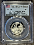 2017-S 25C Ellis Island NP-Silver First Day of Issue PR69DCAM