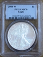 2008-W $1 Burnished Silver Eagle SP70