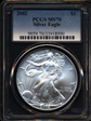 2002 $1 Silver Eagle MS70