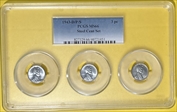 1943-P/D/S 3 pc Steel Cent Set MS66
