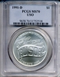 1991-D $1 USO MS70