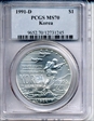 1991-D $1 Korea MS70