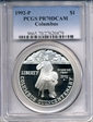 1992-P $1 Columbus PR70DCAM