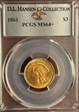1861 $3 MS64+ 