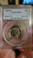 1937-D 5C MS66