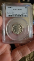1918-S 5C MS64