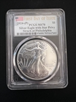 2024-(P) $1 Silver Eagle with Star Privy Struck at Philadelphia First Day of Issue MS70