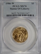 1986-W $5 Statue Of Liberty MS70