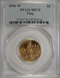 1996-W $5 Flag MS70