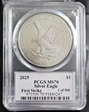 2025 $1 Silver Eagle First Strike 1 of 500 Eagle with Sun MS70