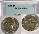 1969-D 5C MS66