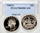 1969-S 25C PR69DCAM