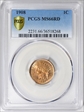 1908 1C MS66RD
