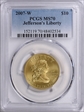 2007-W $10 Jefferson's Liberty MS70