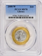 2000-W $10 Library of Congress Bimetallic MS70
