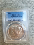 1921 $1 High Relief, Peace MS62