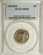 1955-D/S 5C MS65