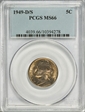 1949-D/S 5C MS66