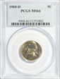 1960-D 5C MS66