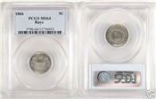 1866 5C Rays MS64