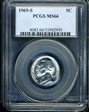 1969-D 5C MS66