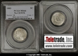1883 5C No CENTS MS66