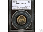 1943-D 5C MS67FS