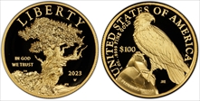 2023-W $100 American Liberty High Relief .9999 Fine First Day of Issue PR70DCAM