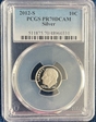 2012-S 10C Silver PR70DCAM