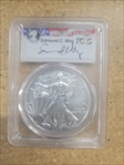 2014-W $1 Burnished Silver Eagle Moy Signature SP70