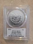 2023 $1 Morgan Dollar First Day of Issue David Hall MS70