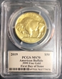2019 $50 American Buffalo .9999 Fine Gold First Day of IssueClevelandArtDeco MS70