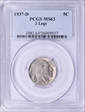 1937-D 5C 3 Legs MS63