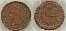 1864 1C Bronze AU58BN