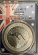 2017-P $1 Kangaroo Ag Australian Picture Frame MS70