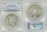1921 $1 High Relief, Peace G6