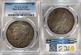 1921 $1 High Relief, Peace AU55