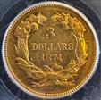 1874 $3 AU50