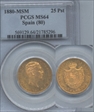 1880-MS M 25 Pta (1880) KM-673  Au MS64