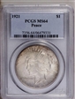1921 $1 High Relief, Peace MS64