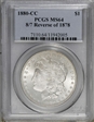 1880-CC $1 8/7 Reverse of 1878 MS64