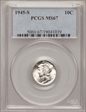 1945-S 10C MS67