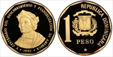 1992(c) Peso Columbus Au PR67DCAM